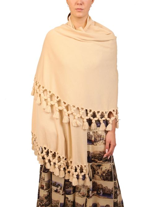 Wool shawl with tassels Art Tricot | 1/2LUNABURRO